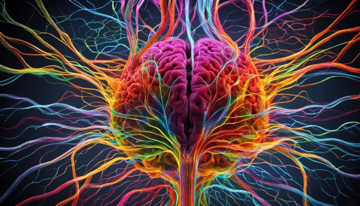 An image of a person's brain with colorful neural pathways representing the effects of gratitude on the brain.